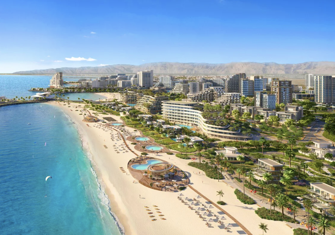 Ras Al Khaimah coastline with hotels and beach
