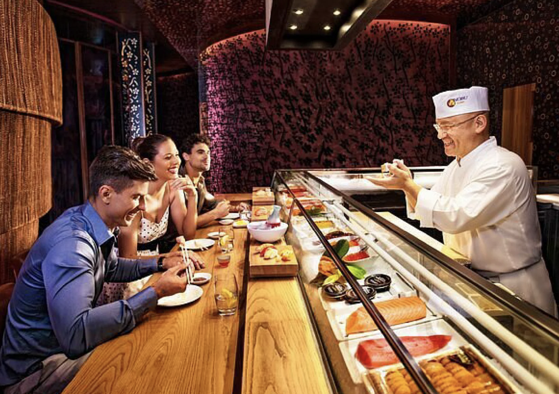 Fine dining at a sushi restaurant
